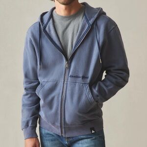 NEW American Giant Men’s Vintage Wash Relaxed Classic Full Zip Blue Hood Jacket